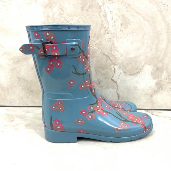Hunter Shoes - Hunter Mid Calf Rain Boots Refined Blossom Floral